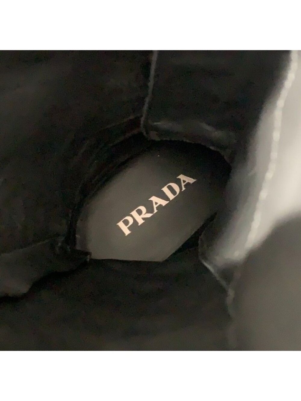 Prada Boots Long Shoes Nylon Brushed Leather Black Re-Nylon Triangle Logo - Picture 7 of 10